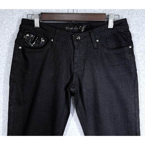 Rivet De Cru Jeans Womens Sz 29 30x33 Black Denim High Rise 90s Straight Leg - Picture 3 of 14